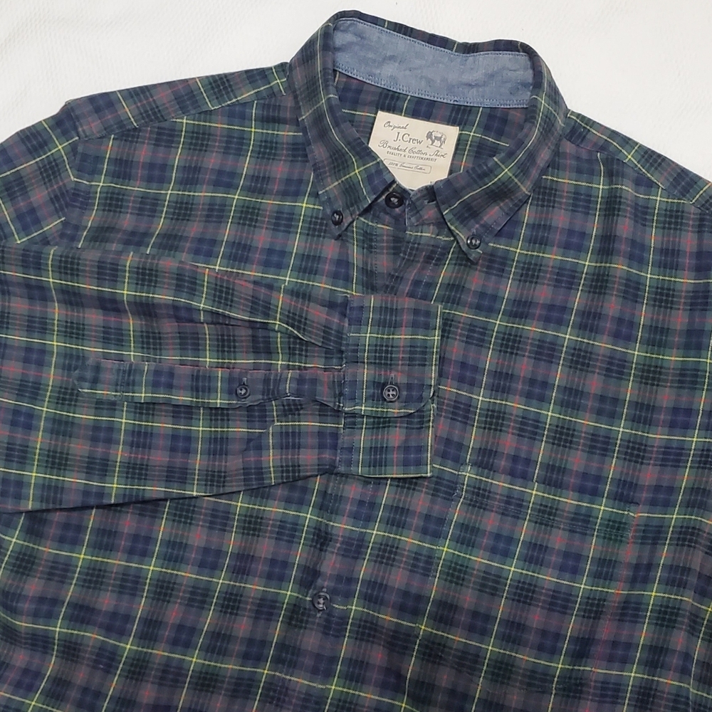 J. Crew Green Tartan Plaid Long Sleeve Flannel Shirt Medium